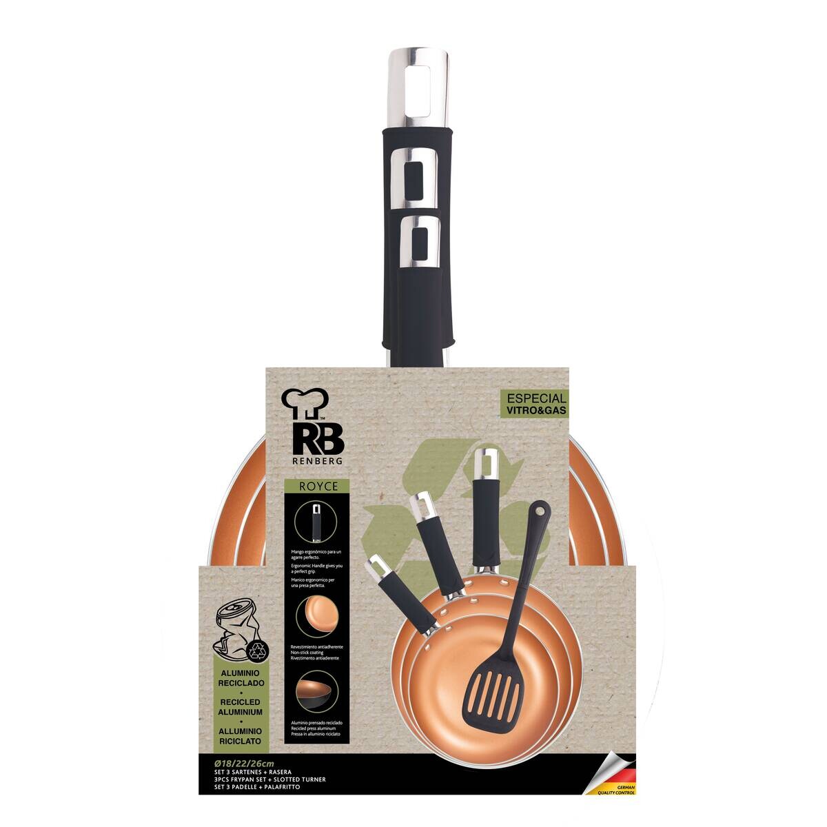 RENBERG Bratpfannenset ROYCE REECO bronze Aluminium 4 tlg.