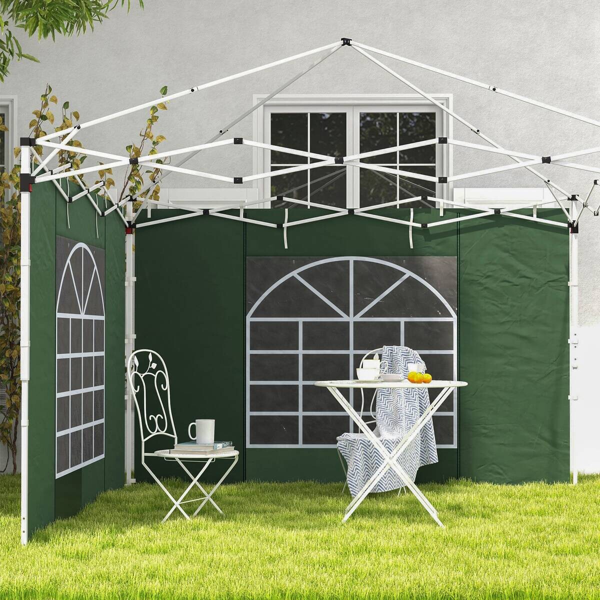 Outsunny Seitenteile für Pavillon grün Polyester B/H/L: ca. 295x195x0,01 cm