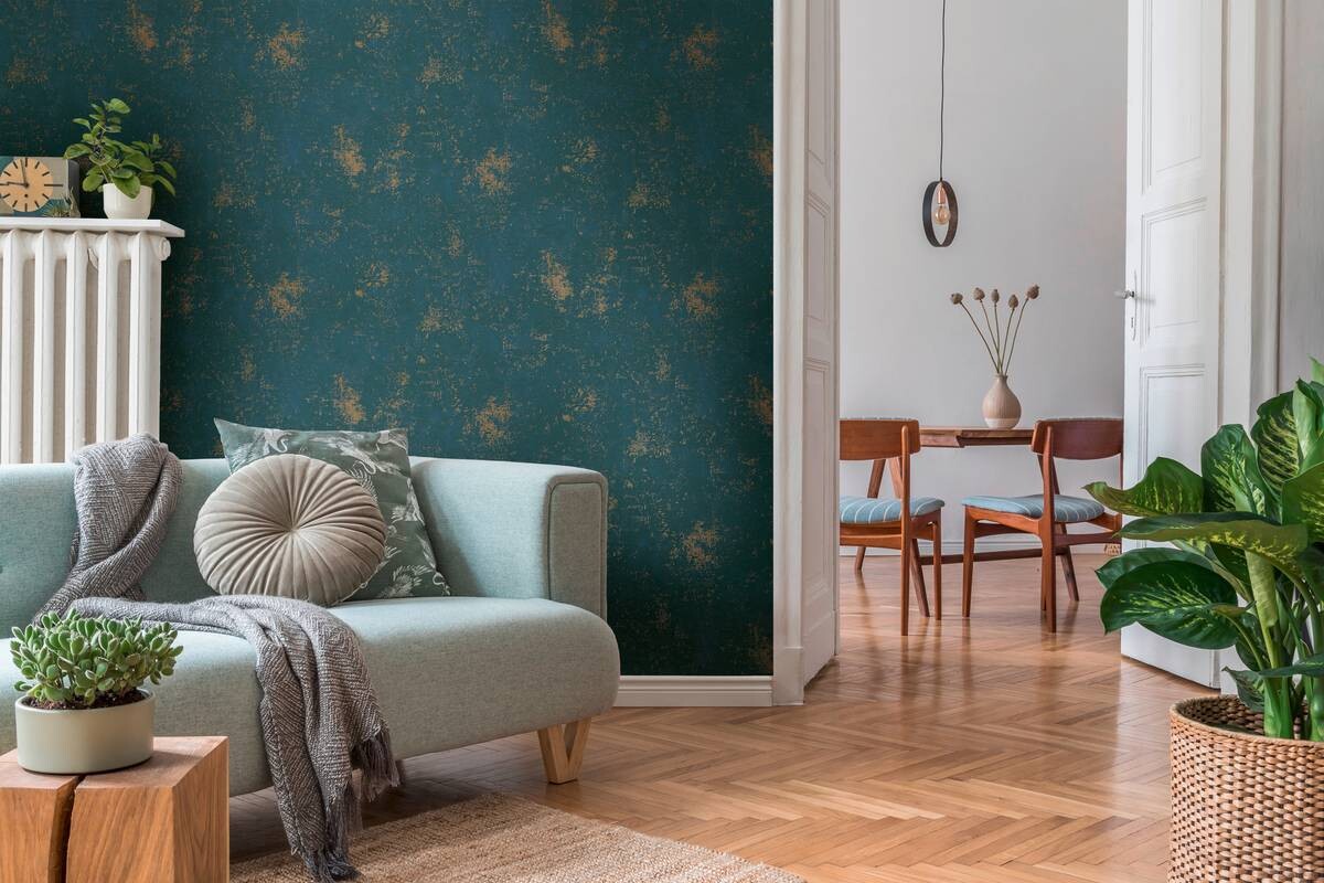 Vliestapete Struktur petrol B/L: ca. 53x1005 cm