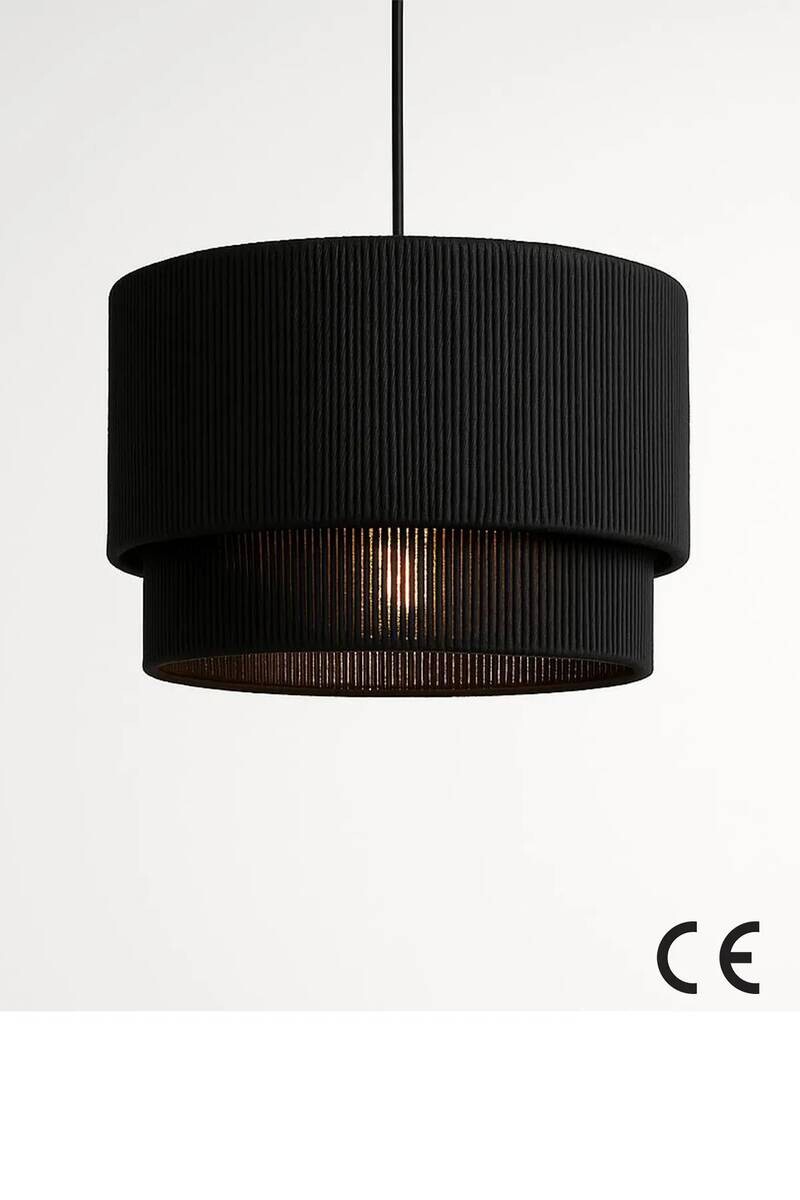 Opviq Pendelleuchte schwarz Kunststoff B/T/L: ca. 35x35x35 cm E27 1 Brennstellen