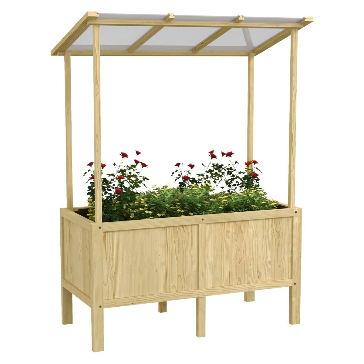 Outsunny Hochbeet natur Edelstahl B/H/L: ca. 60x110x152 cm
