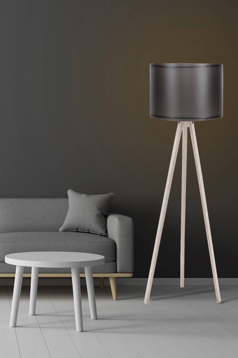 Opviq Stehleuchte schwarz creme MDF Polypropylen B/H/L: ca. 38x145x38 cm E27 1 Brennstellen