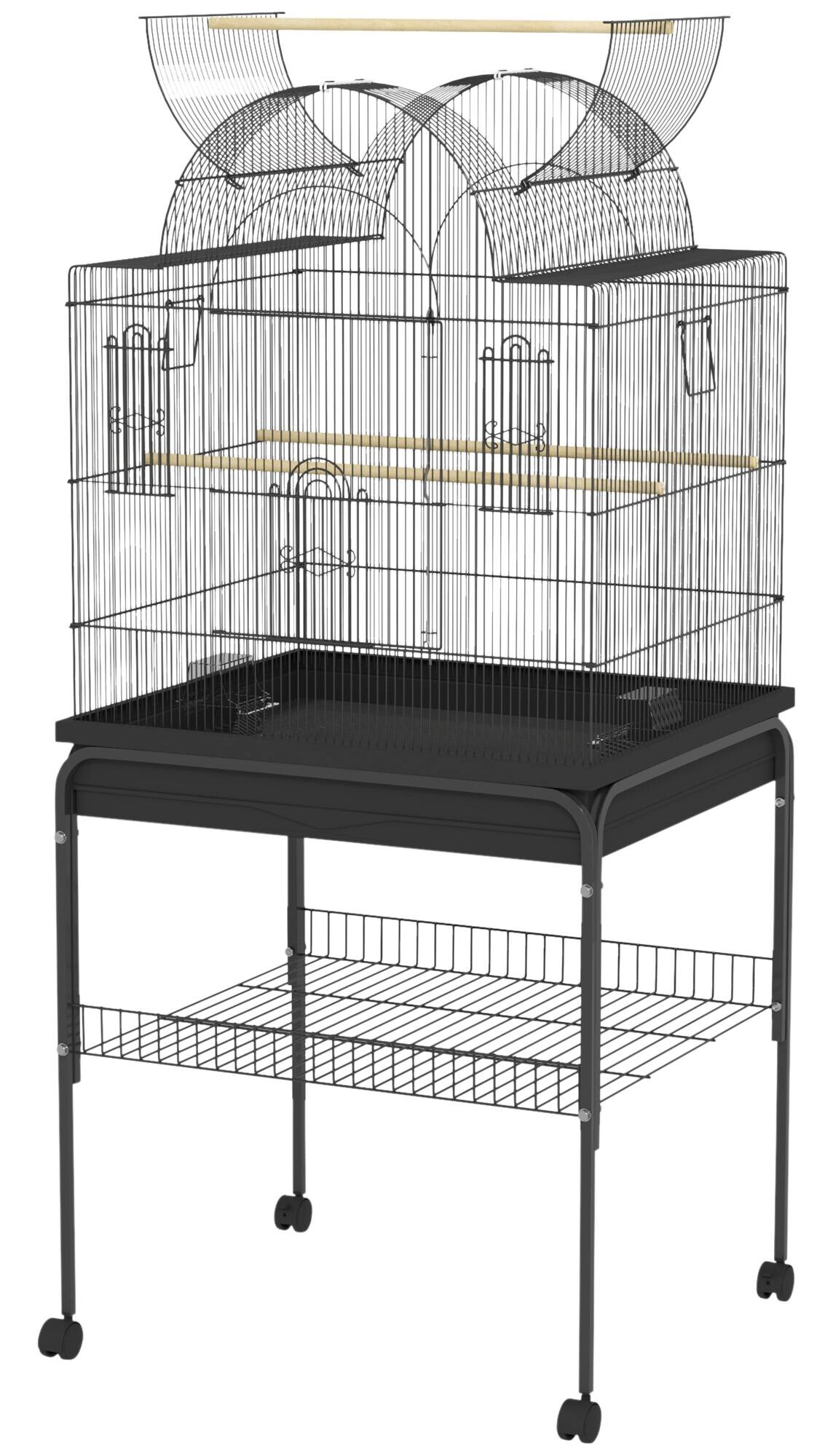 PawHut Vogelkäfig schwarz Stahl B/H/L: ca. 53x144x63 cm