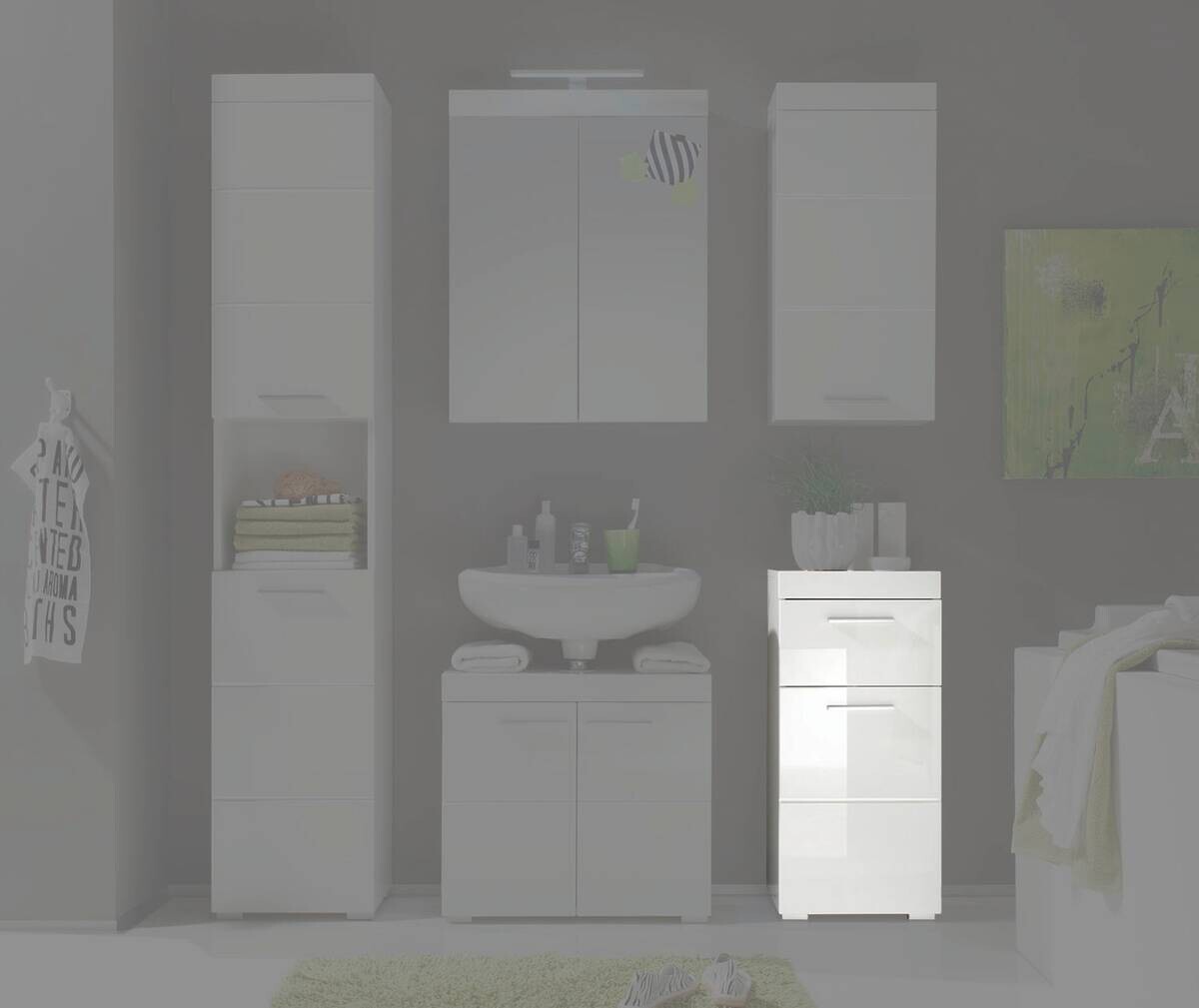 Badkommode Amanda weiß weiß Hochglanz B/H/T: ca. 37x79x31 cm