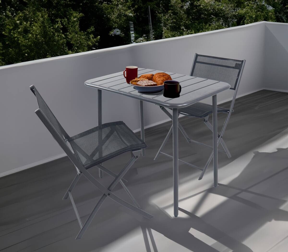 VCM Gartensitzgruppe Sumila schwarz Stahl B/H/L: ca. 80x72x55 cm