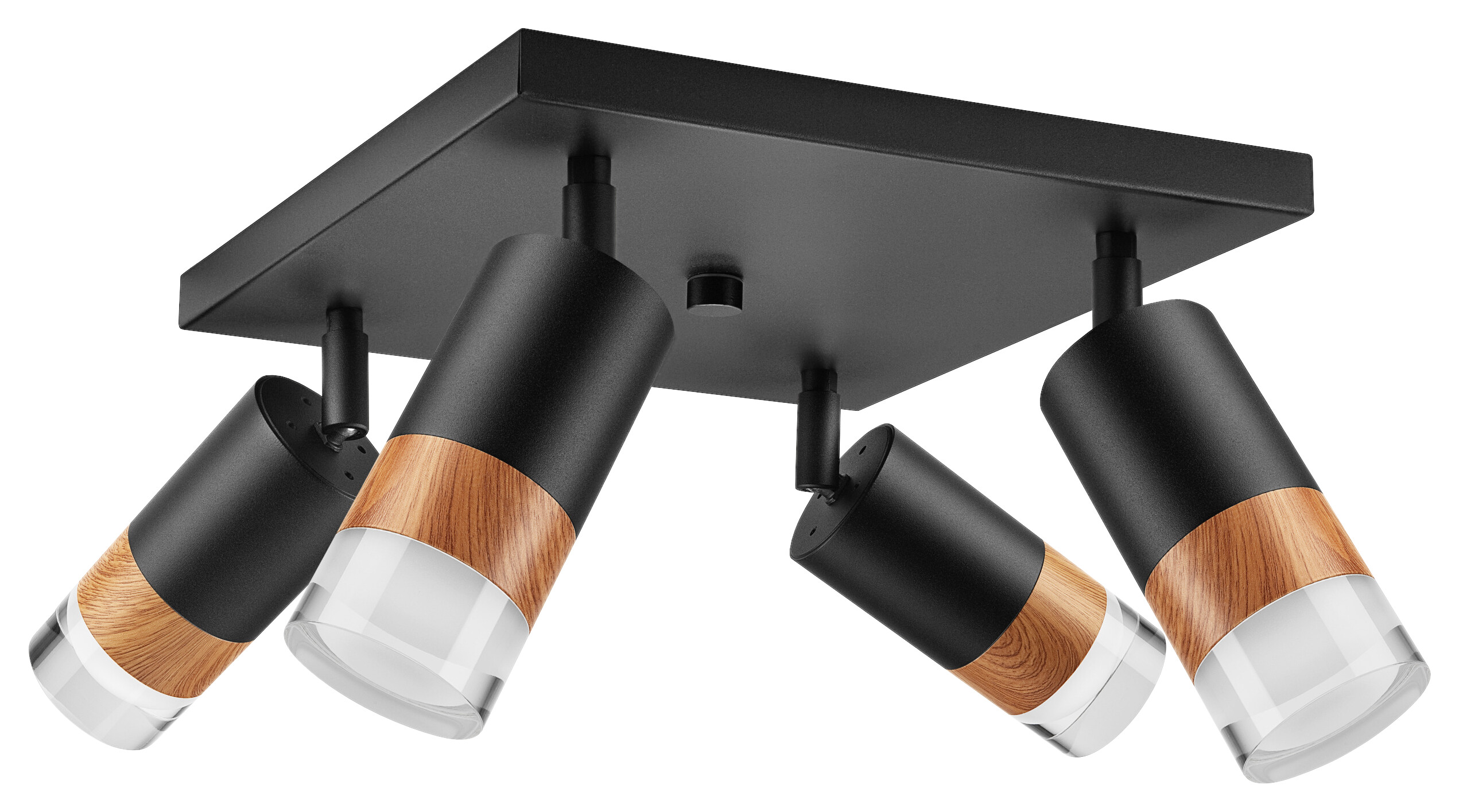 Lamkur Deckenleuchte schwarz Stahl Glas B/H/L: ca. 28x19x28 cm 4 Brennstellen