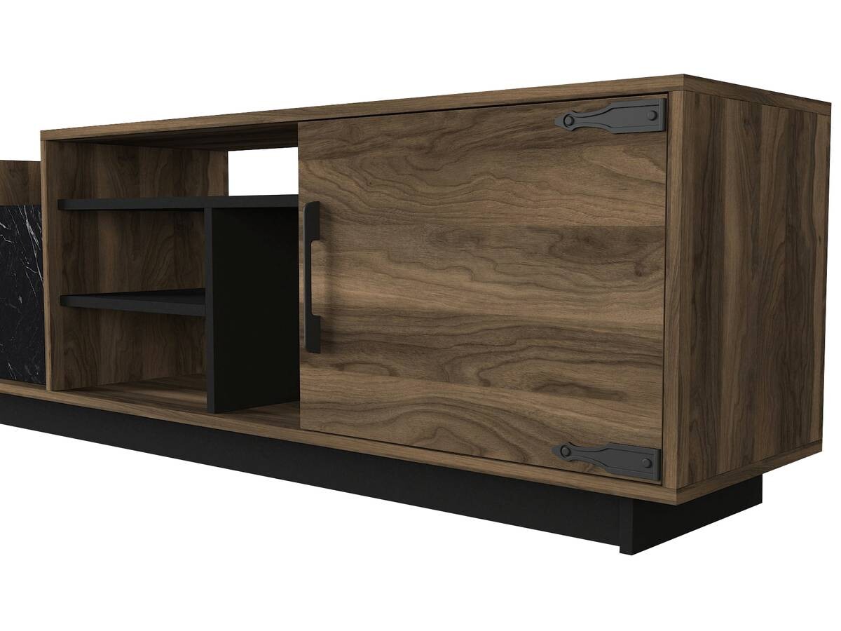 Wohnwand Siento walnuss Nachbildung Marmoroptik B/H/T: ca. 180x55x35 cm