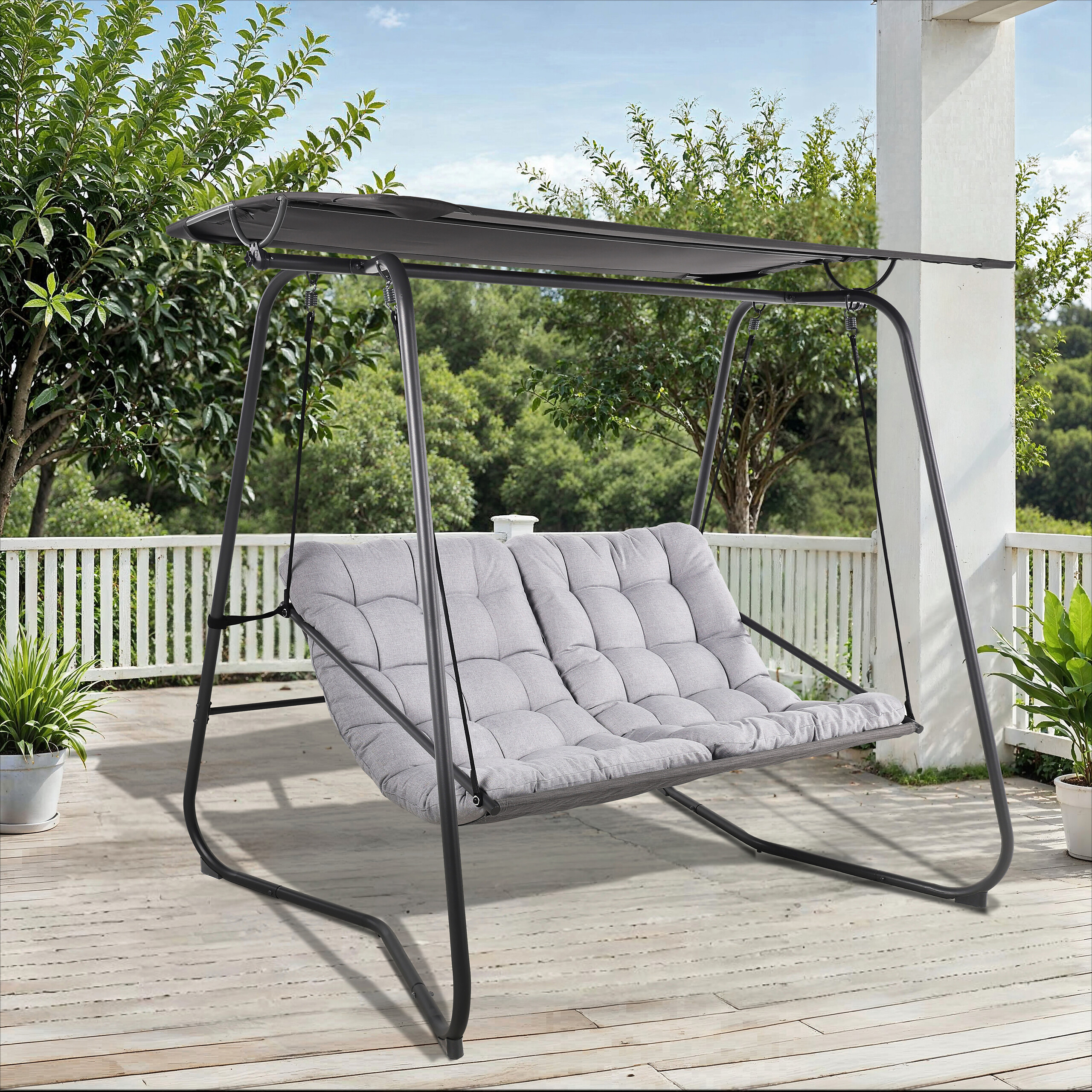 POCOline Hollywoodschaukel hellgrau Stahl B/H/L: ca. 151x195x220 cm