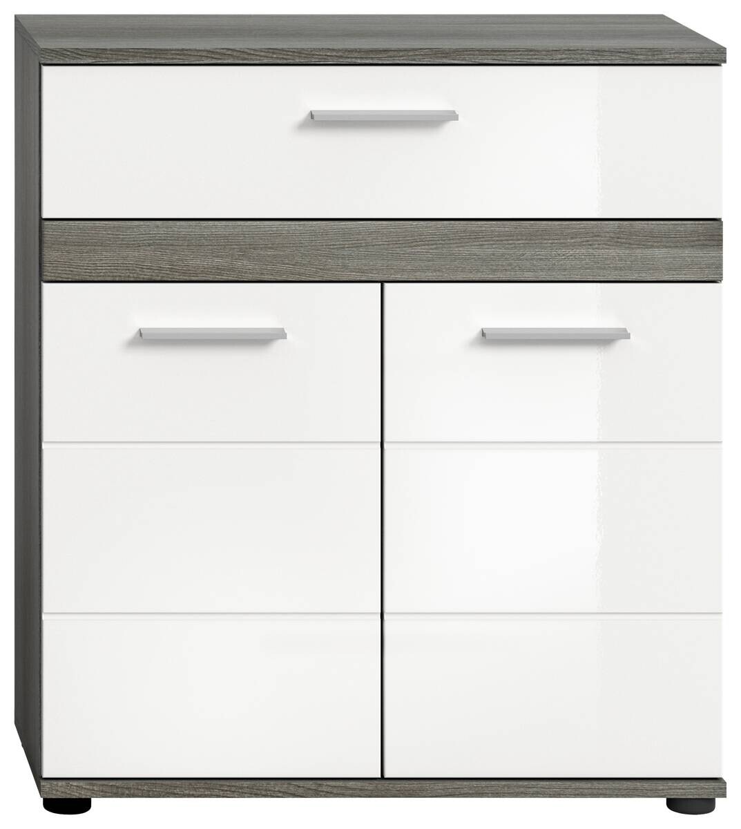 Midischrank BLAKE Rauchsilber Nachbildung weiß Hochglanz B/H/T: ca. 71x79x31 cm Midischrank BLAKE Rauchsilber Nachbildung weiß Hochglanz B/H/T: ca. 71x79x31 cm