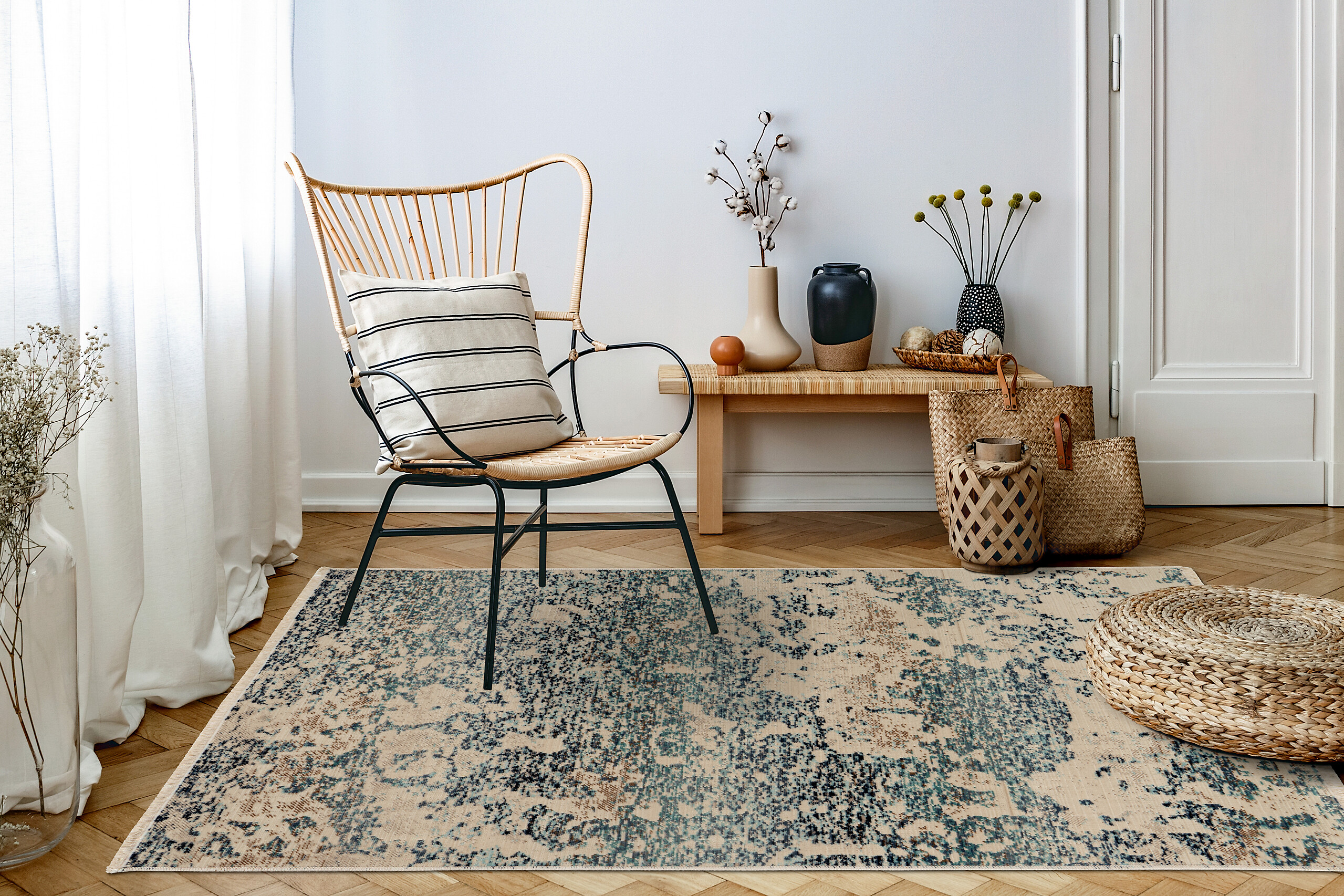 Kayoom Kurzflorteppich Charin 325 blau B/H/L: ca. 160x0,35x230 cm