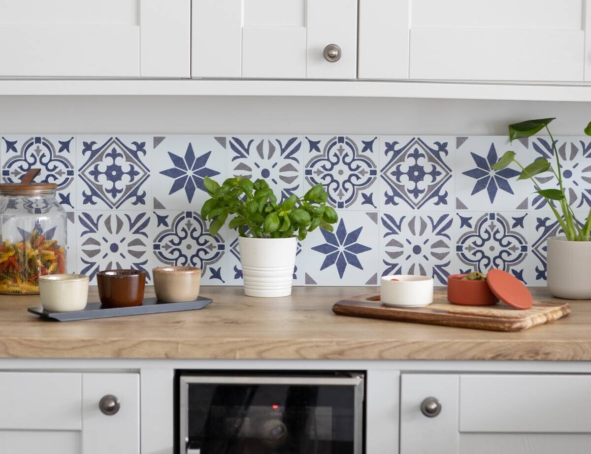 d-c-fix Wandfliese selbstklebend blau B/L: ca. 15,25x15,25 cm