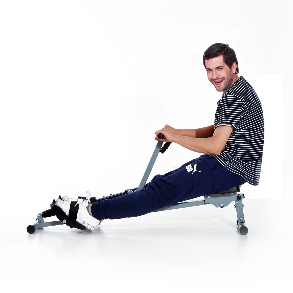 HOMCOM Ruderzugmaschine grauschwarz Stahl B/H/L: ca. 67,5x67x130 cm