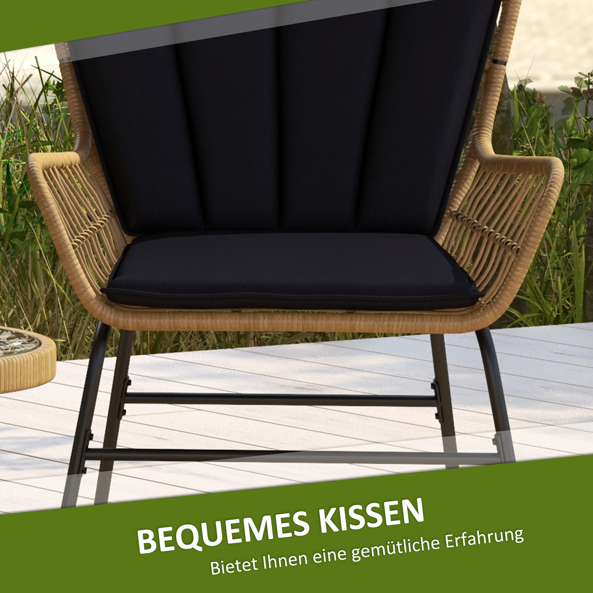 Outsunny Bistro-Set schwarz Polyrattan B/H/L: ca. 68x95x78 cm