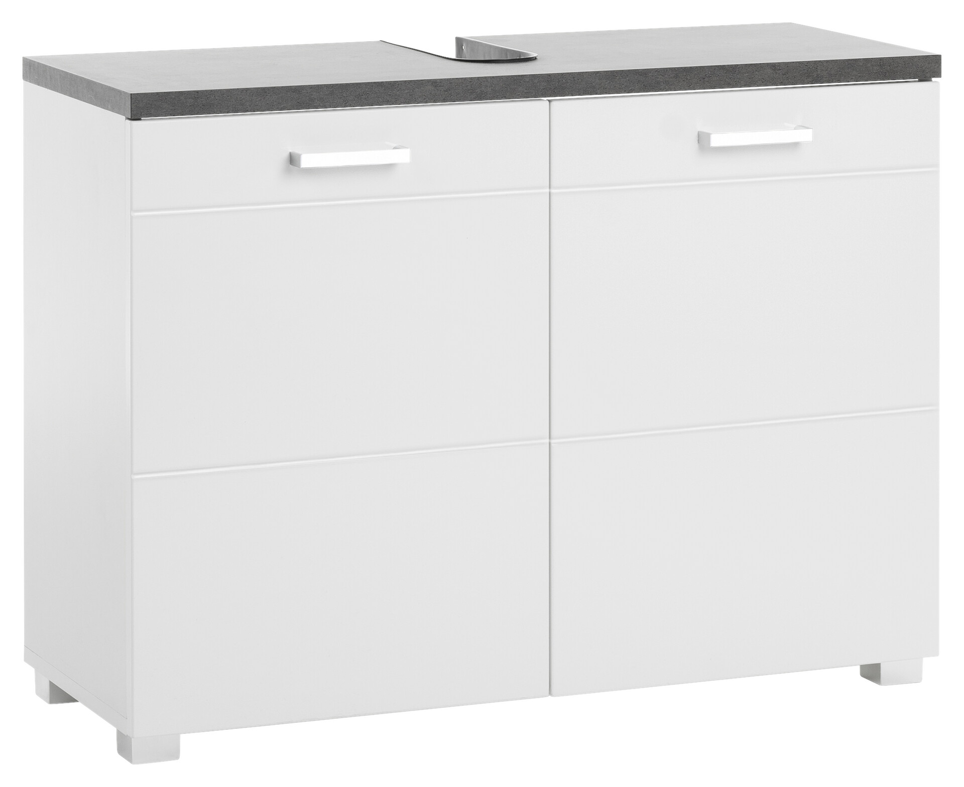 Waschbeckenunterschrank Praya Dark Concret Nachbildung weiß Hochglanz B/H/T: ca. 79x58x32 cm