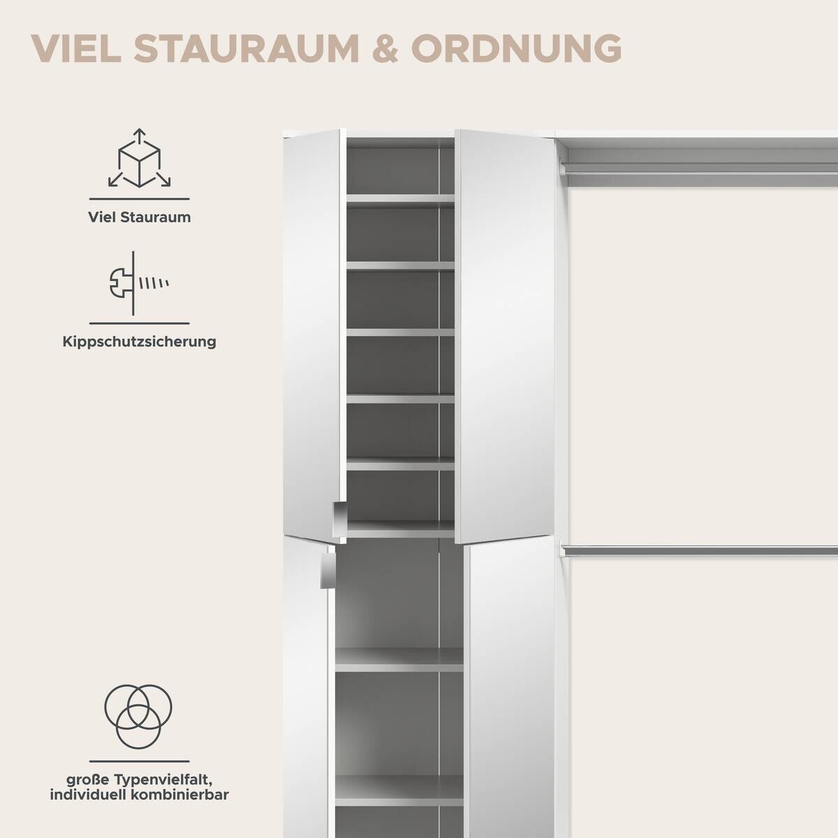 Garderobe PROJEKT X weiß weiß Hochglanz B/H/T: ca. 232x191x37 cm