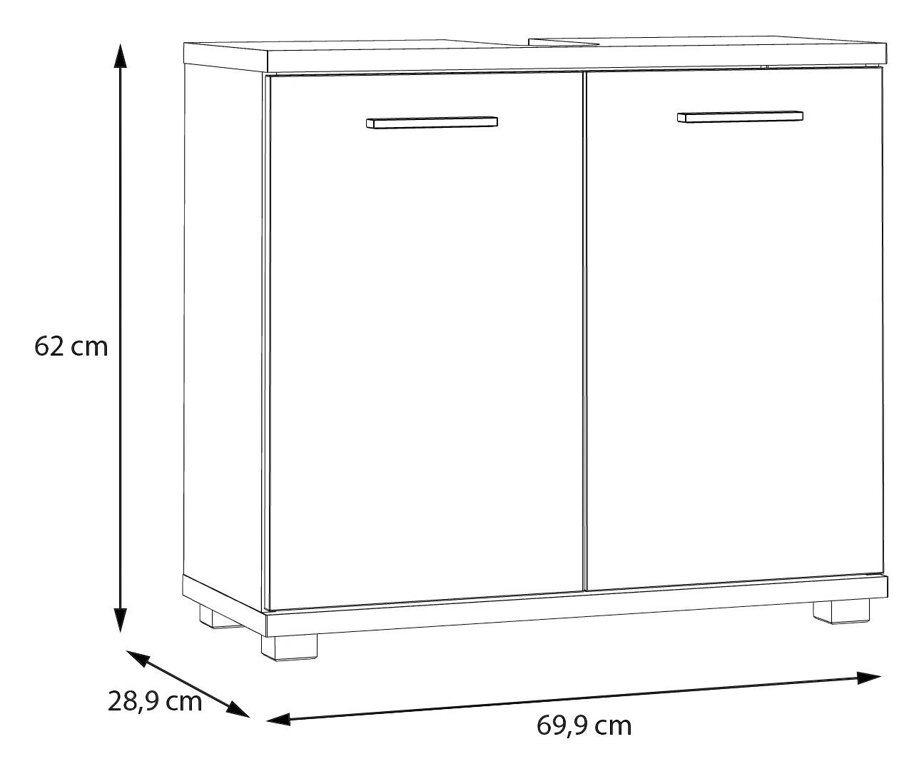 Waschbeckenunterschrank Eiche Artisan Nachbildung salbei B/H/T: ca. 70x62x29 cm