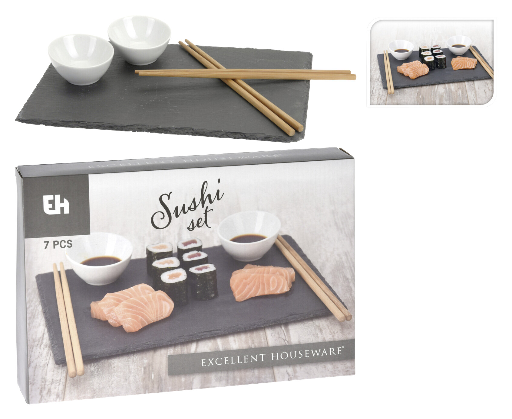Excellent Houseware Sushi-Set 7-teilig weiß Keramik