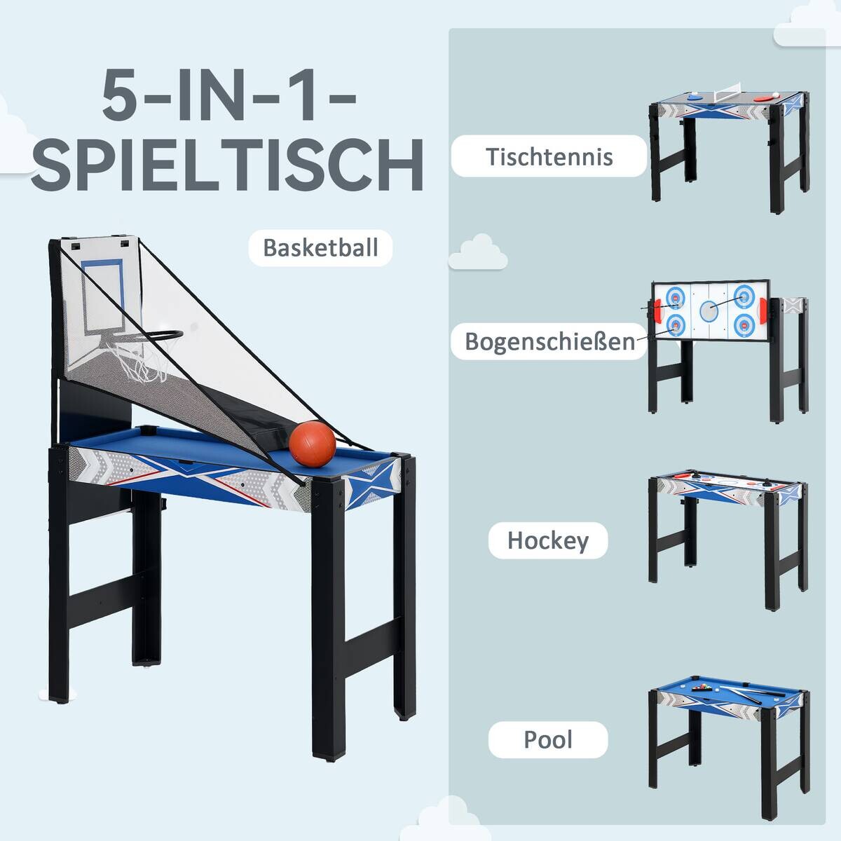 SPORTNOW Multigame Spieltisch B/H/L: ca. 45,5x76x91 cm