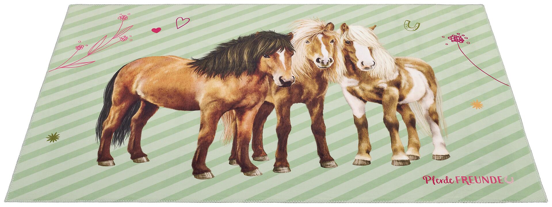 Pferde Freunde Kinderteppich grün B/L: ca. 100x160 cm