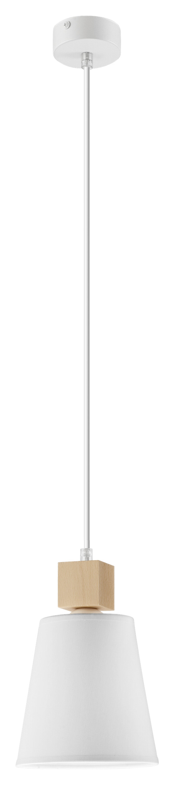 Lamkur Hängeleuchte weiß Stahl Holz B/H/L: ca. 31x17x31 cm E27 1 Brennstellen