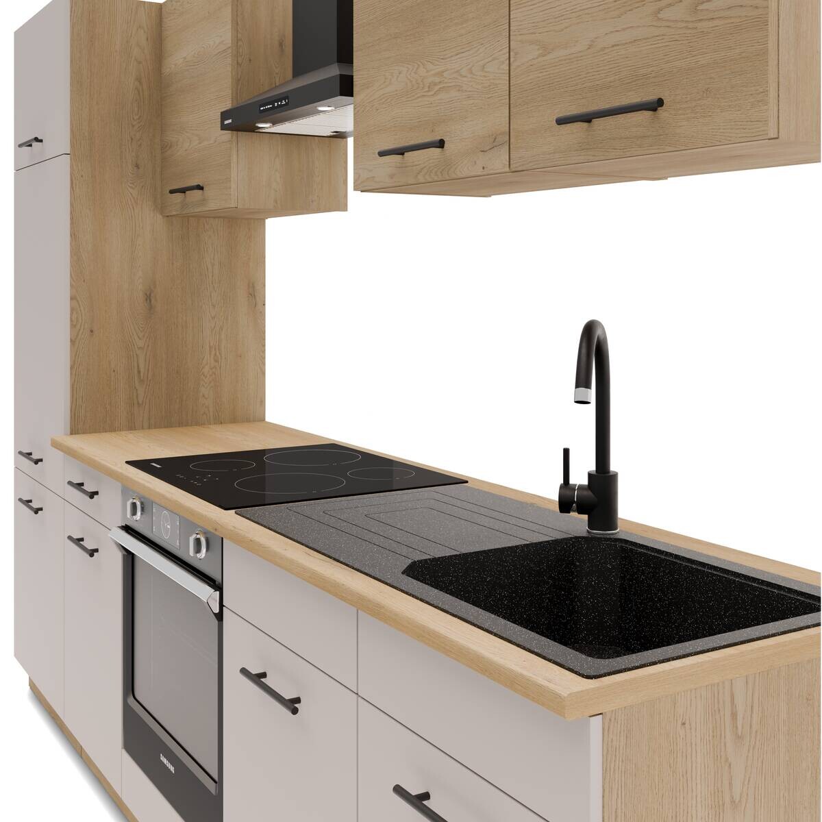 Küchenblock Fox II Cashmere Eiche Nachbildung B/H/T: ca. 270x200x60 cm