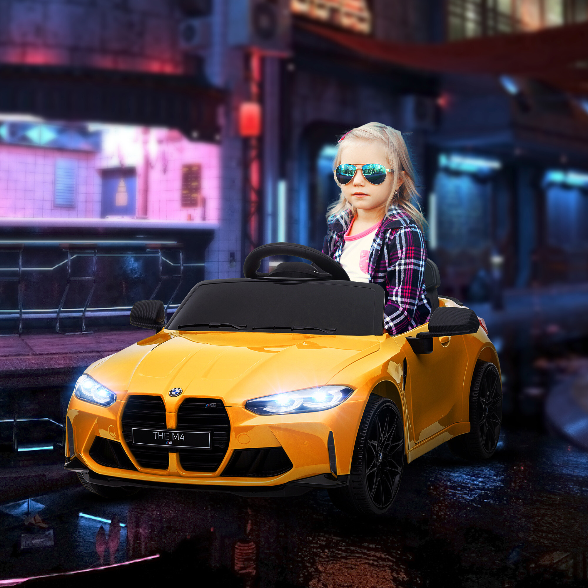 AIYAPLAY Kinder-Elektroauto gelb B/H/L: ca. 69,5x51x108 cm