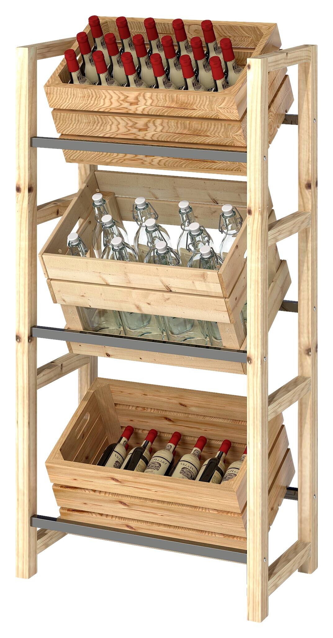 Outsunny Getränkekistenregal Holzoptik Stahl B/H/L: ca. 32x112x56 cm