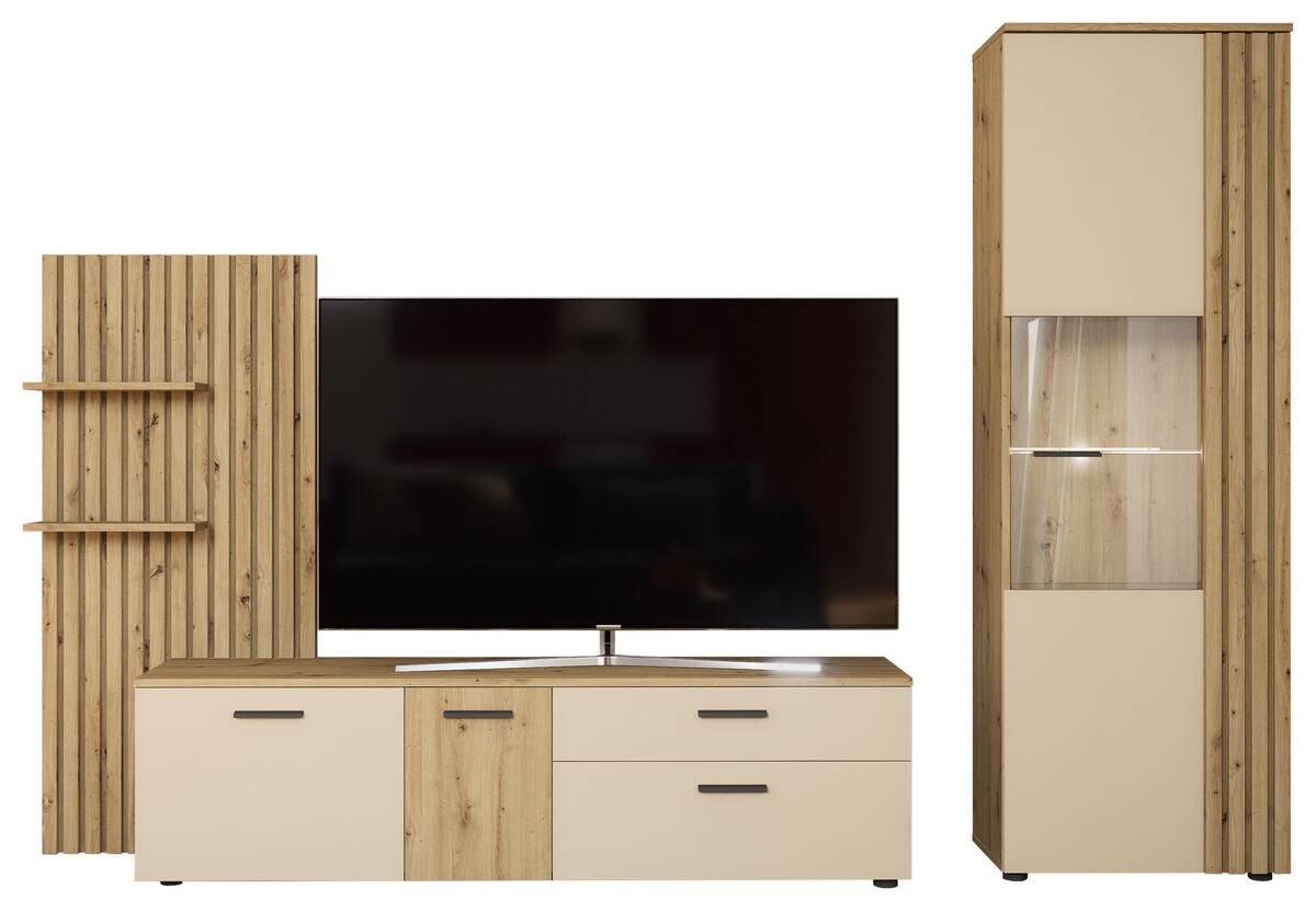 Wohnwand Gatwick Eiche Artisan Nachbildung creme B/H/T: ca. 250x180x38 cm