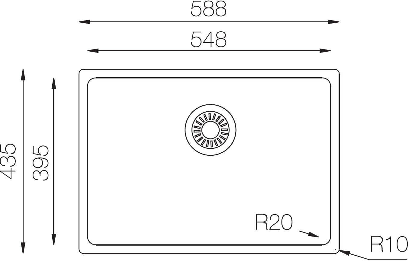 Respekta Einbauspüle Detroit 59 x 43,5 Edelstahl B/H/T: ca. 43,5x59x22,5 cm