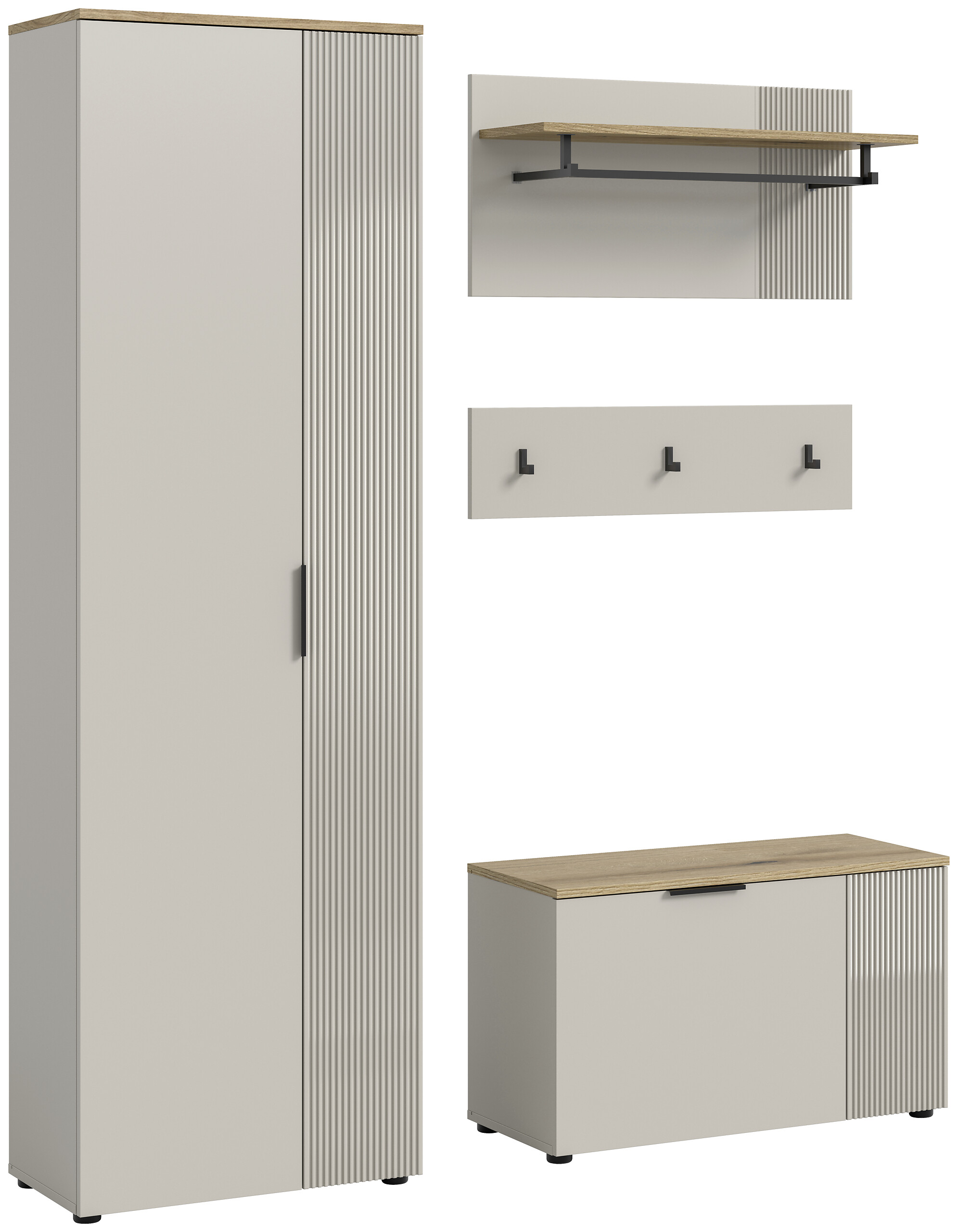 Garderobe Slide Kaschmirgrau Nachbildung Evoke Oak Nachbildung B/H/T: ca. 155x190x36 cm Garderobe Slide Kaschmirgrau Nachbildung Evoke Oak Nachbildung B/H/T: ca. 155x190x36 cm