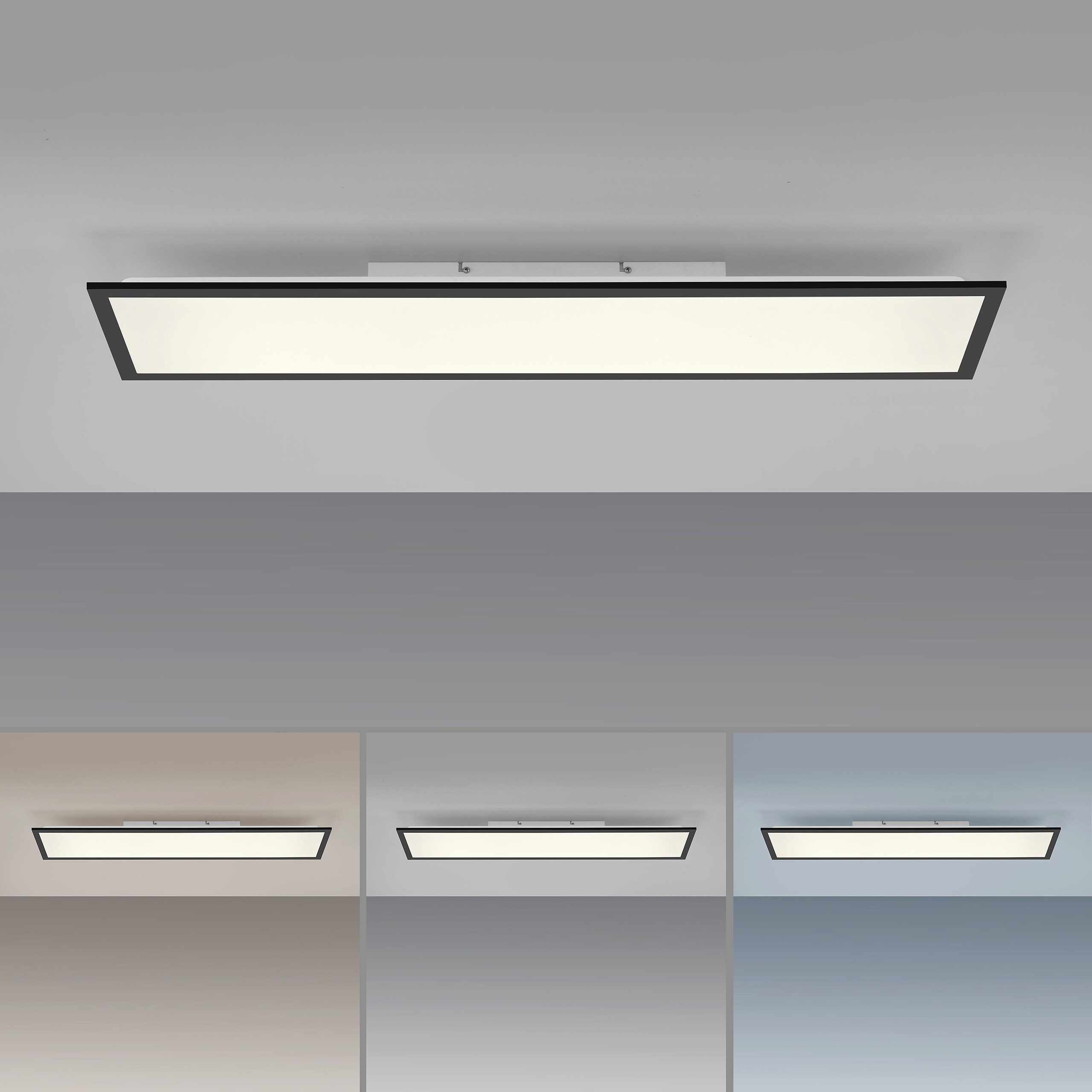 Just Light LED-Deckenleuchte Flat schwarz B/H/L: ca. 25x6,5x100 cm