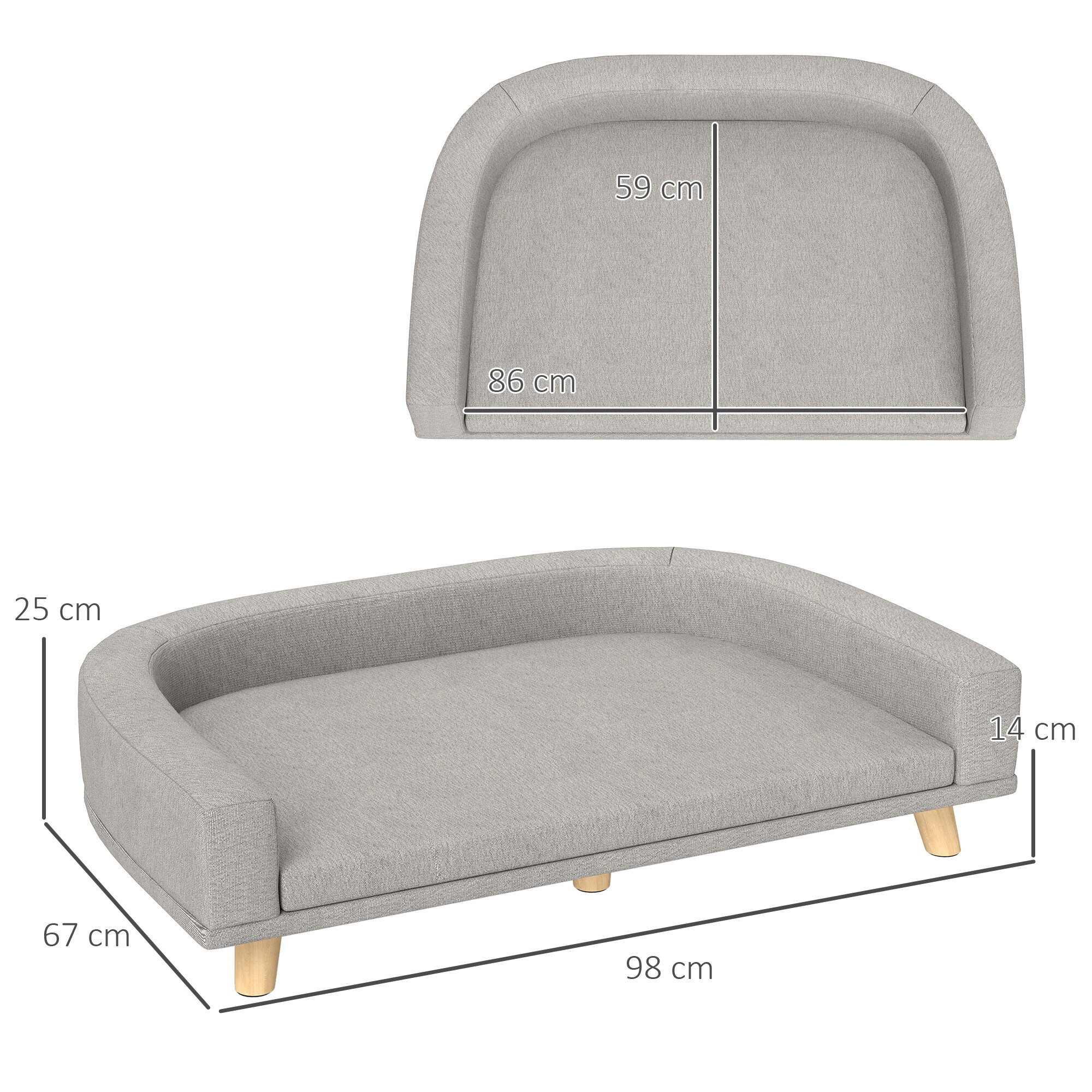 PawHut Hundebett grau Polyester B/H/L: ca. 67x25x98 cm