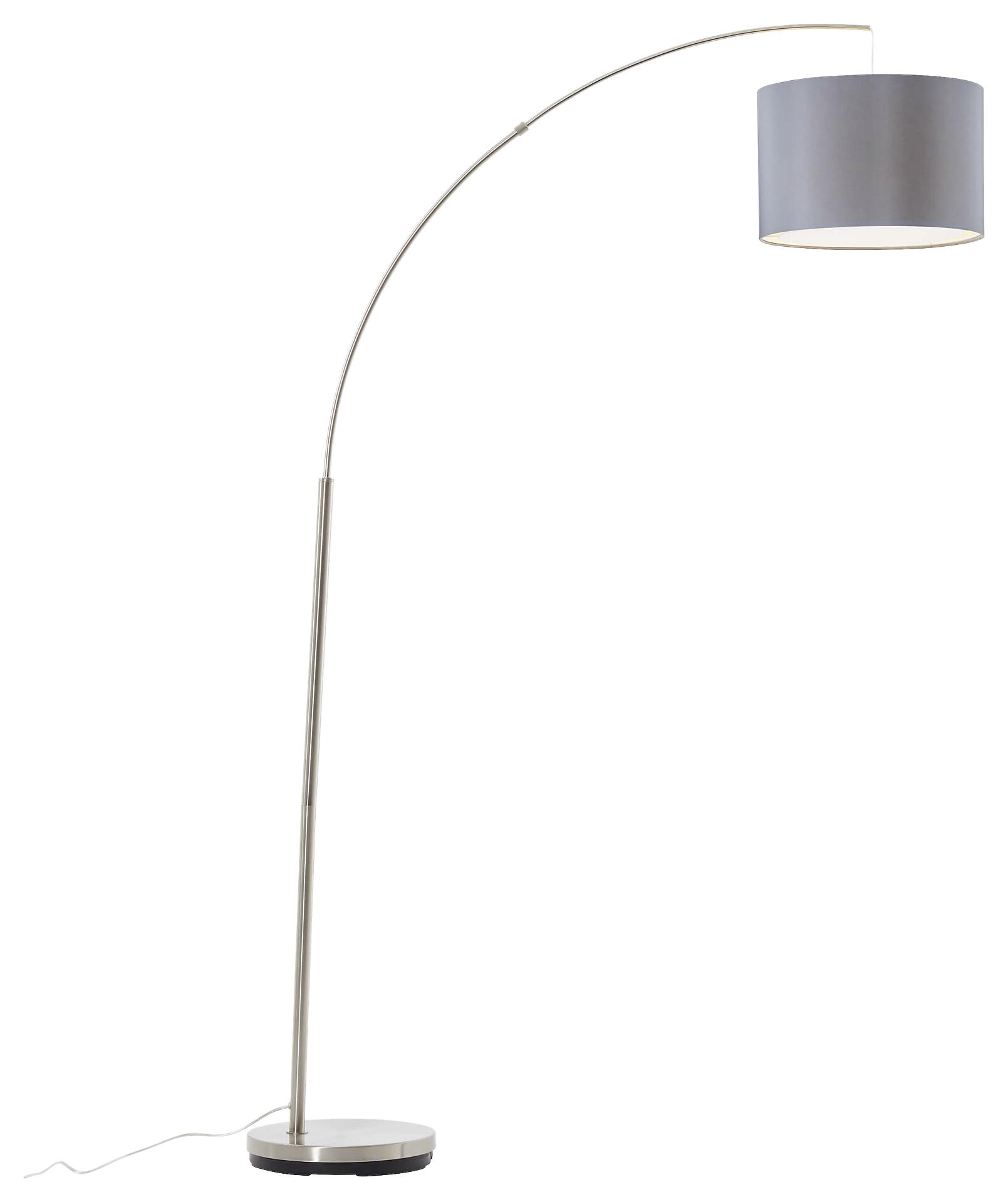 Brilliant Stehleuchte Claire nickel matt grau Metall Textil B/H/T: ca. 36x180x113 cm E27 1 Brennstellen