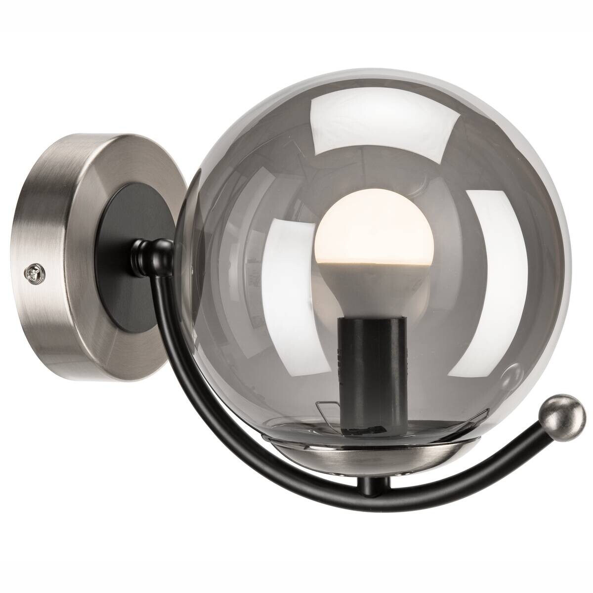 Lamkur Wandleuchte Chrom Stahl Glas B/H/L: ca. 20x14,5x20 cm E14 1 Brennstellen