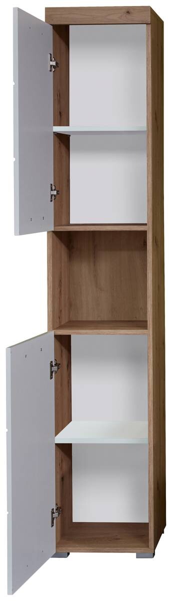 Hochschrank Amanda weiß Hochglanz Asteiche Nachbildung B/H/T: ca. 37x190x31 cm
