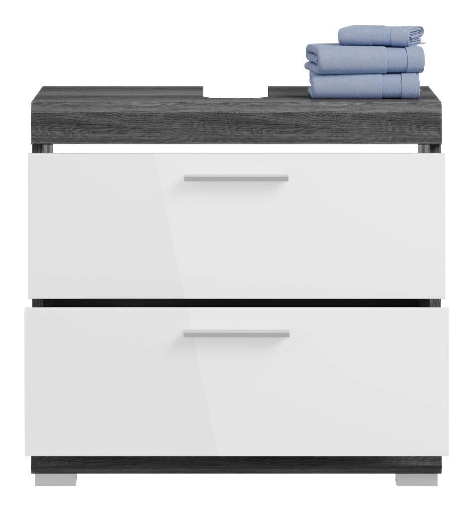 Badezimmer-Set Scout Rauchsilber Nachbildung weiß Hochglanz B/H/T: ca. 60x191x34 cm