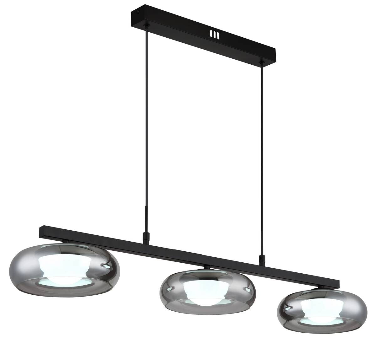 GLOBO Hängeleuchte schwarz Rauch Metall Glas B/H/L: ca. 26x17x91 cm