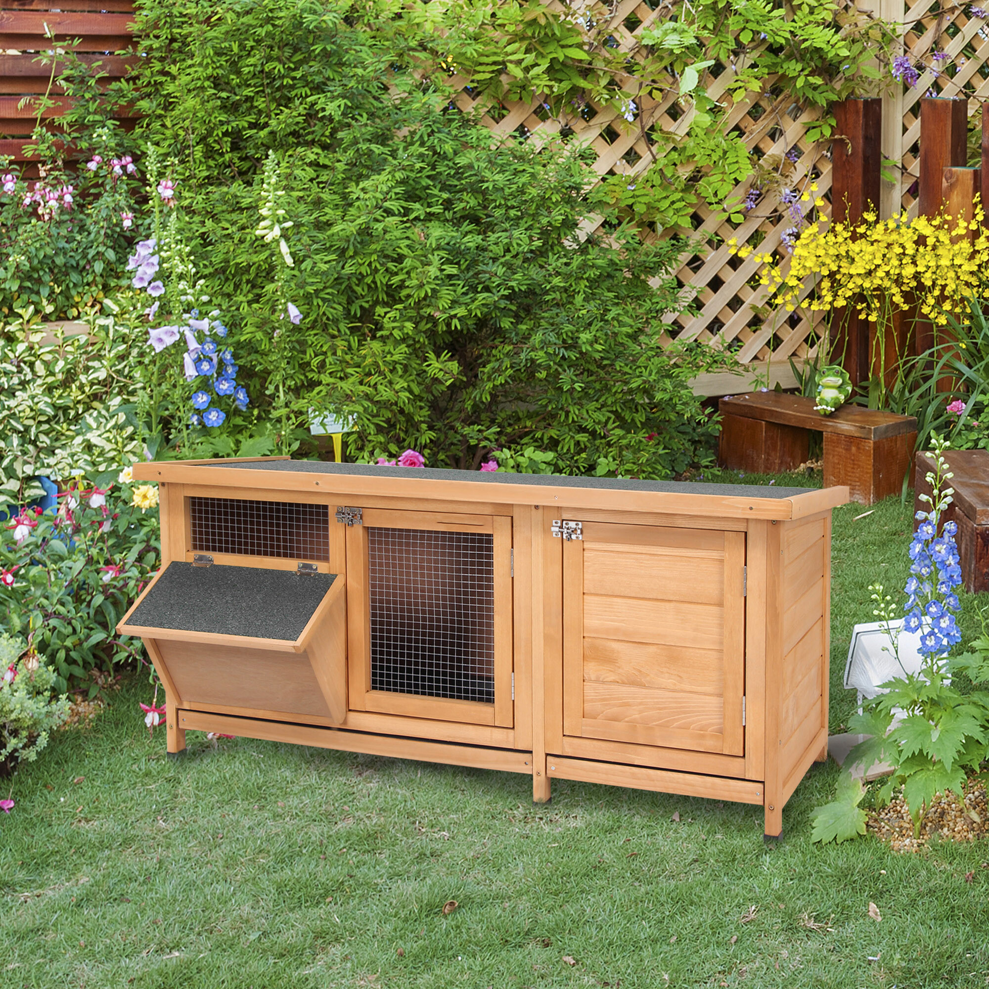 PawHut Kleintierstall natur Holz B/H/L: ca. 50x54x112 cm