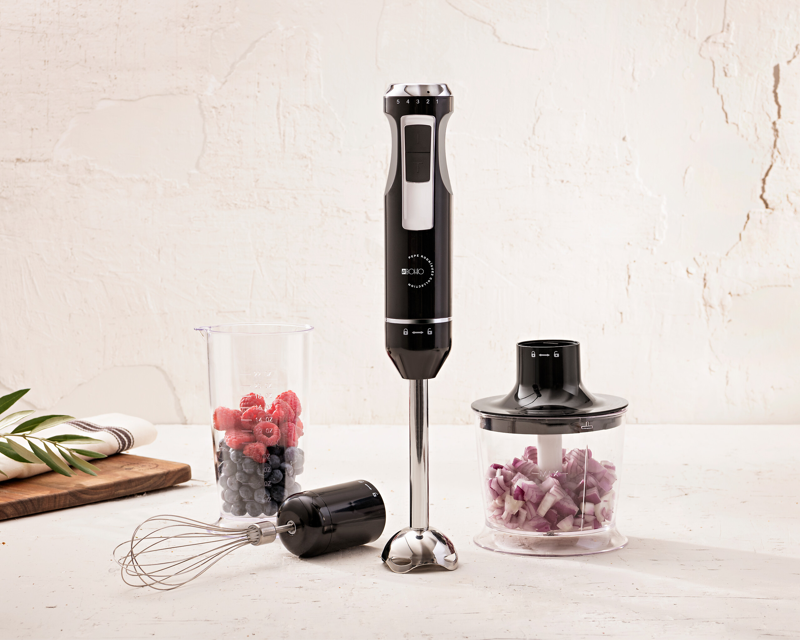 BERGNER Stabmixerset schwarz silber Edelstahl