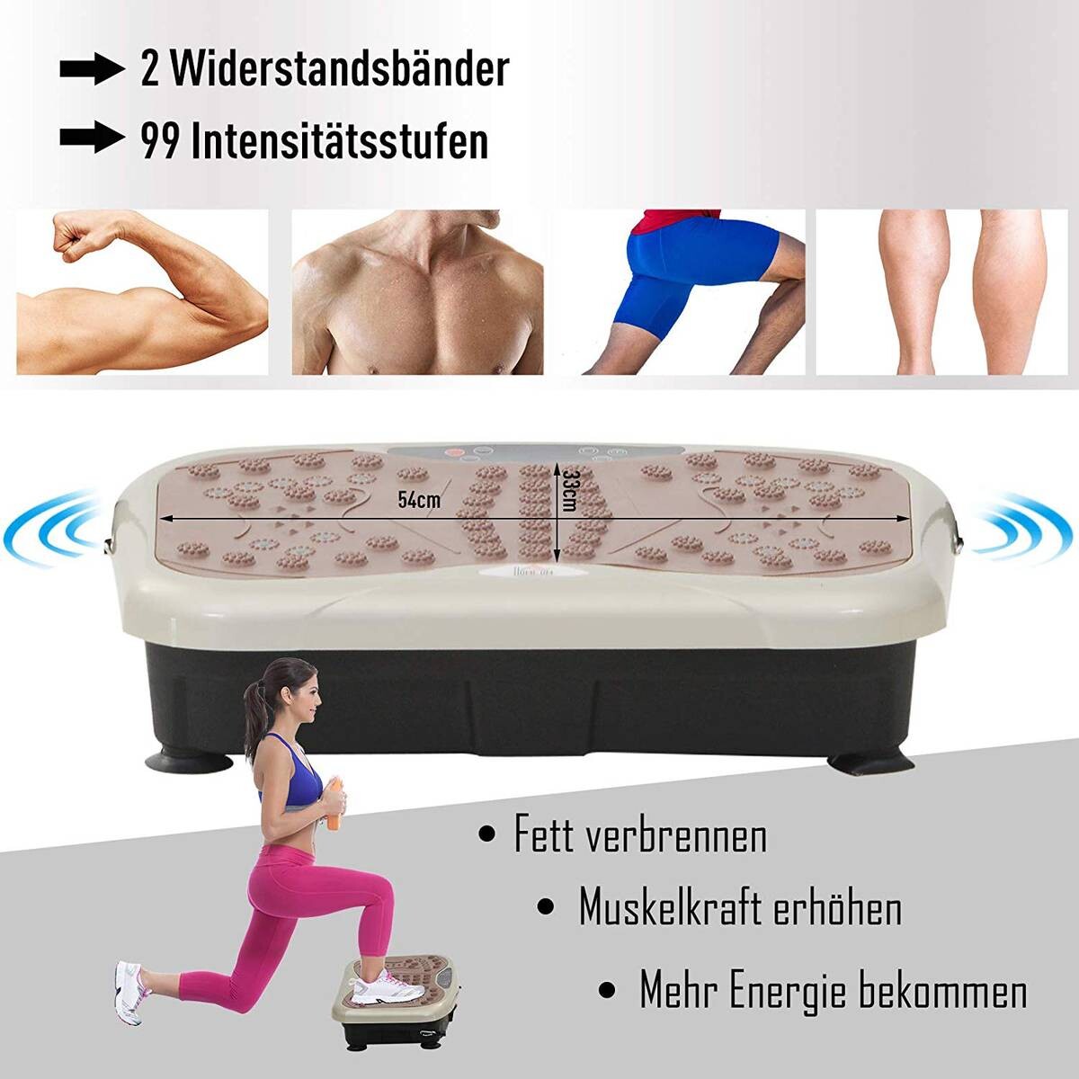 HOMCOM Vibrationstrainer schwarz Metall B/H/L: ca. 33x14x54 cm