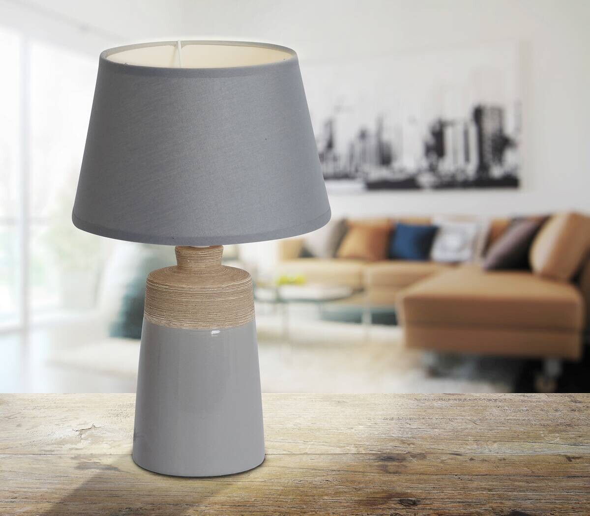 Näve Leuchten Tischleuchte 3122316 grau Keramik B/H/T: ca. 20x31x20 cm E14 1 Brennstellen