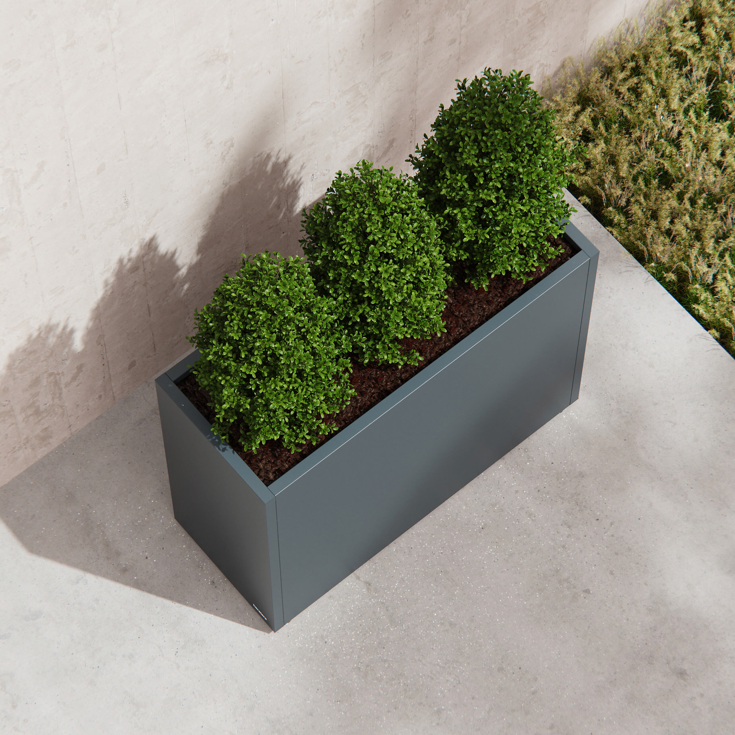 Herstera Garden Pflanzkübel Cube anthrazit Metall B/H/L: ca. 100x80x40 cm