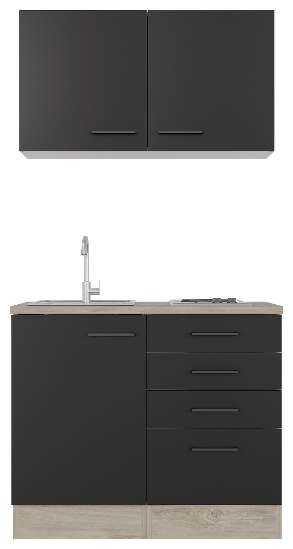 Küchenblock Capri schwarz matt B/H/T: ca. 100x200x60 cm