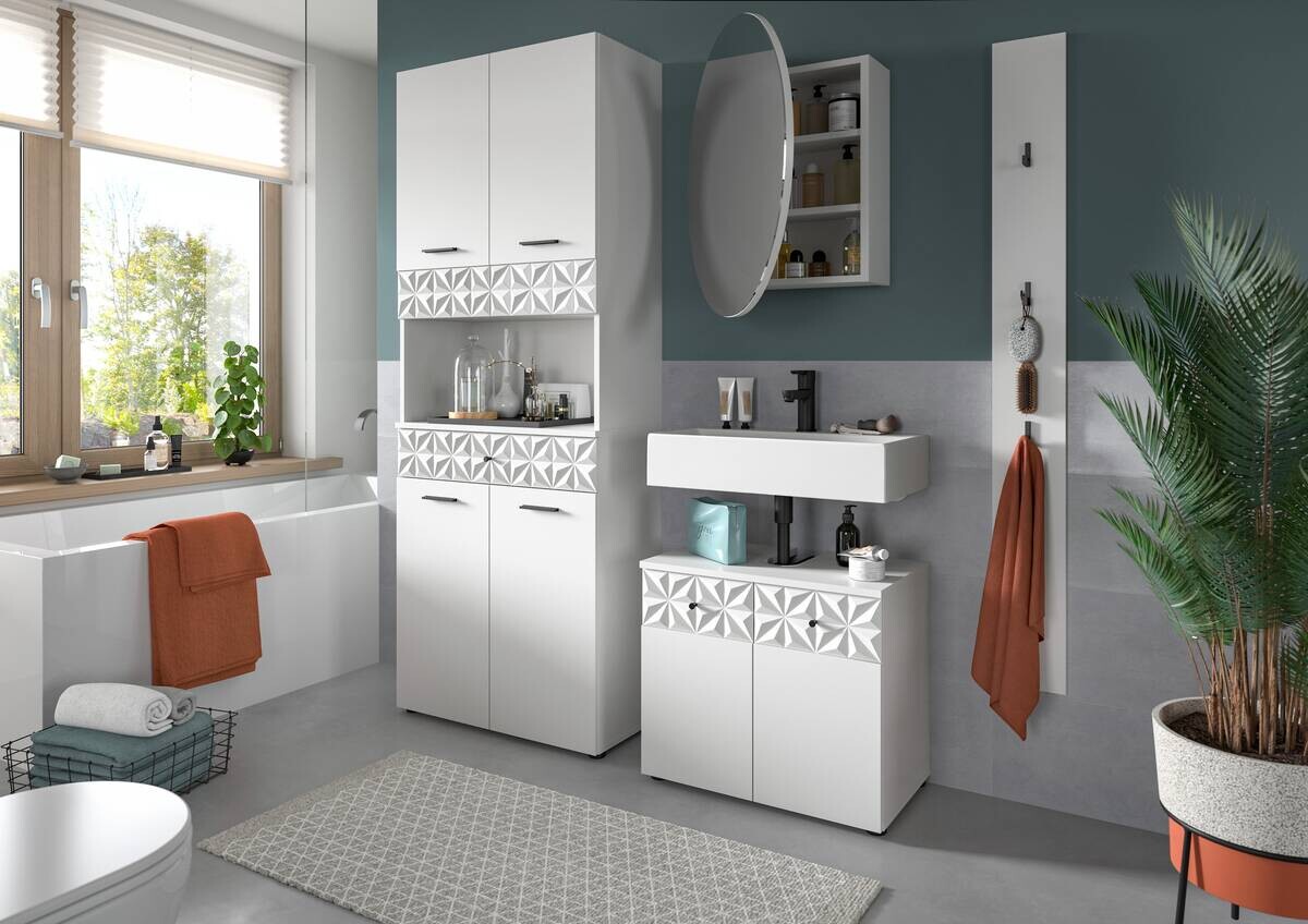 Badezimmer-Set Prisma weiß B/H/T: ca. 91x187x37 cm