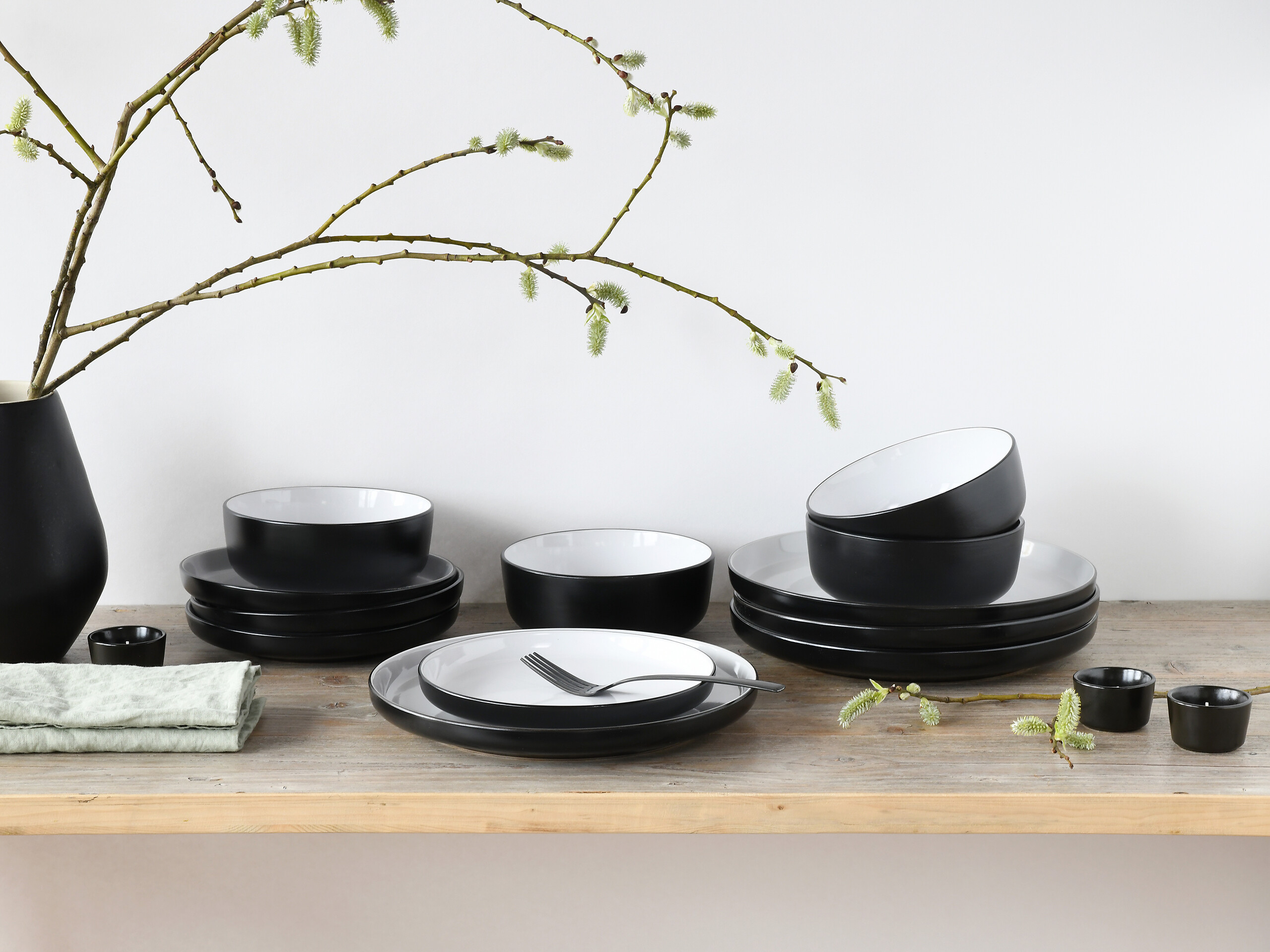 CreaTable Tafelservice Nordic weiß Steinzeug 12 tlg.