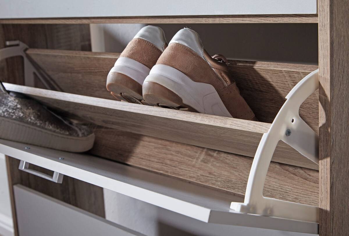 Schuhschrank Eiche Sonoma Nachbildung weiß B/H/T: ca. 80x95x24 cm