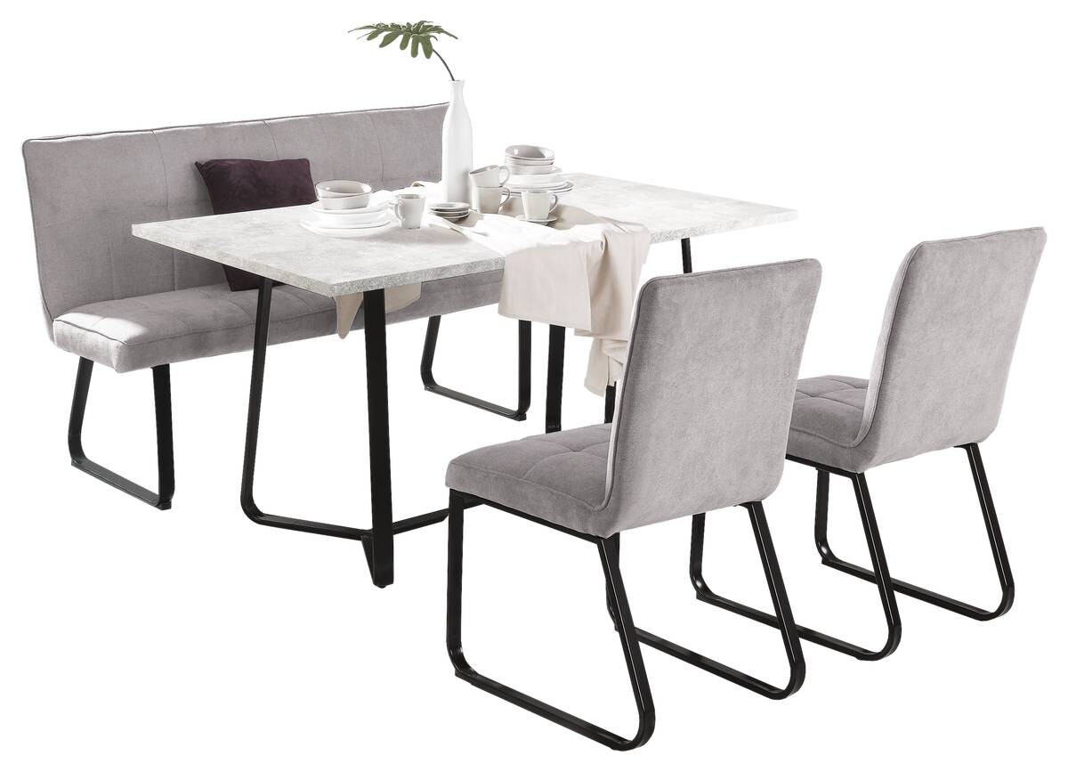 Stuhl TALEA 2er-Set hellgrau schwarz Webstoff Metall B/H/T: ca. 46x86x55 cm