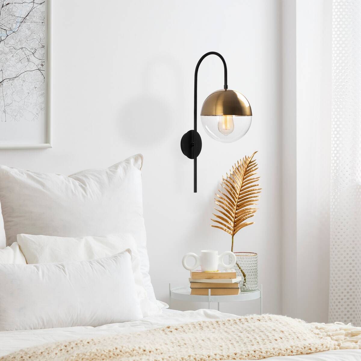 Opviq Wandleuchte Bastos bronze schwarz Metall Glas B/H/T/L/D: ca. 31x57x31x20x15 cm E27 1 Brennstellen