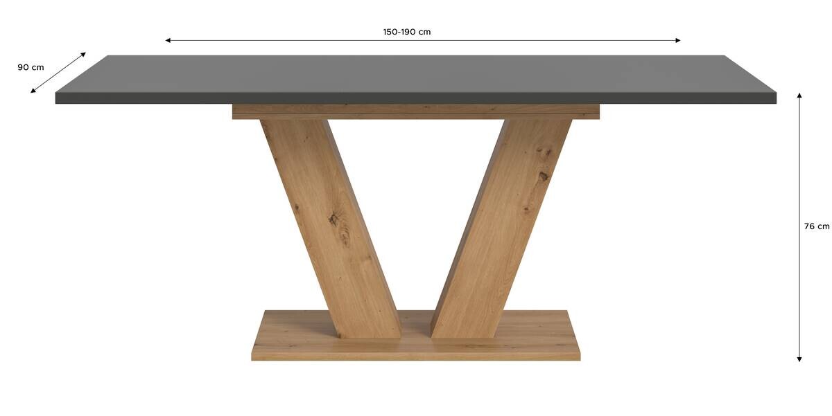 Esstisch MOTION grau Artisan Nachbildung B/H/T: ca. 150x76x90 cm