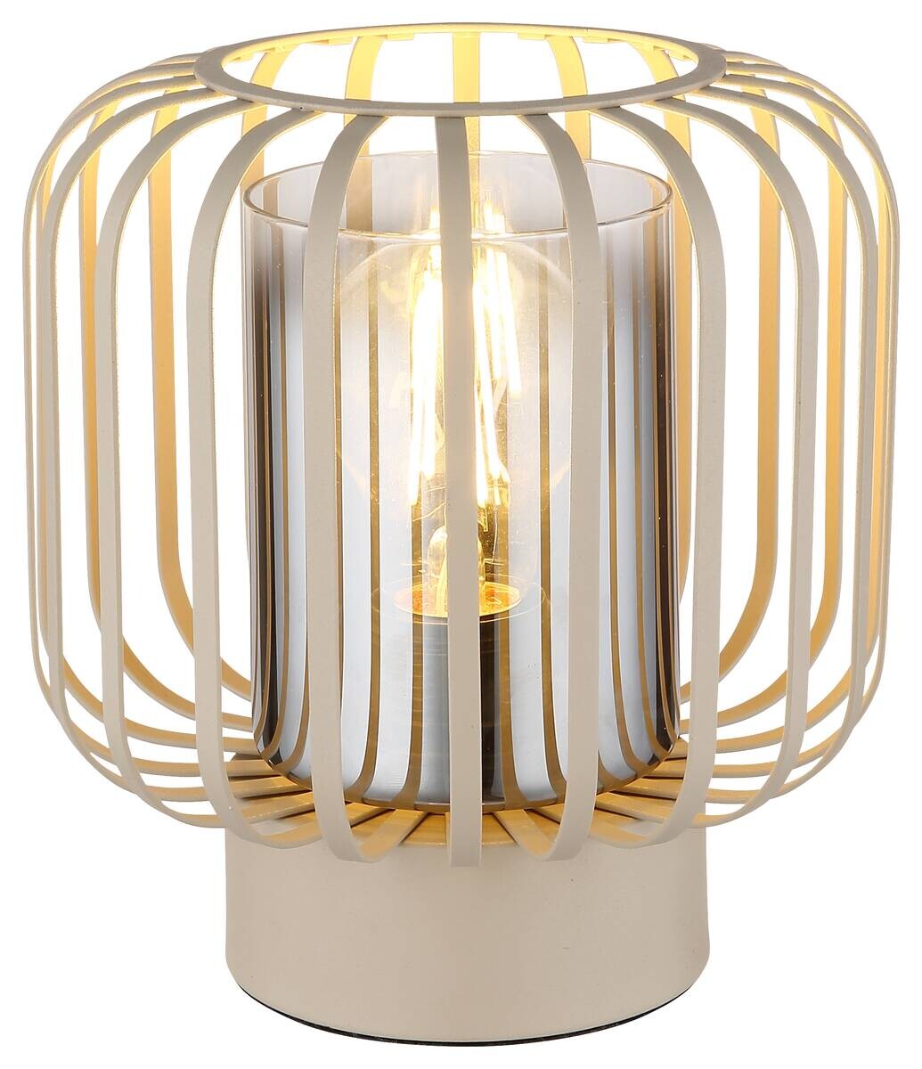 GLOBO Tischleuchte sand Metall H/D: ca. 19x18 cm E27 1 Brennstellen